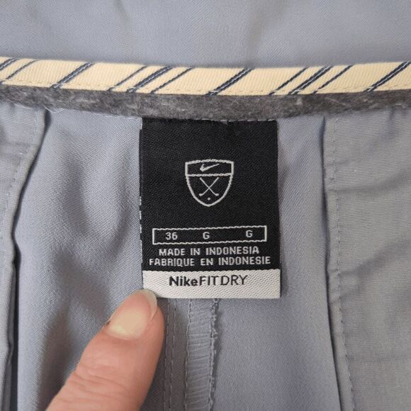 Vintage Y2K Nike Golf Fit Dry Men’s 36 Grey Blue Flat Front Shorts Pockets - Picture 3 of 6